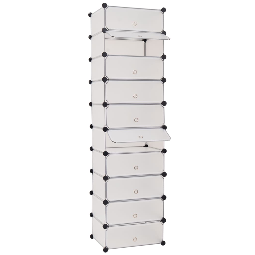 vidaXL Interlocking Shoe Organizer White/Black Cabinet Shelf 10 Compartments