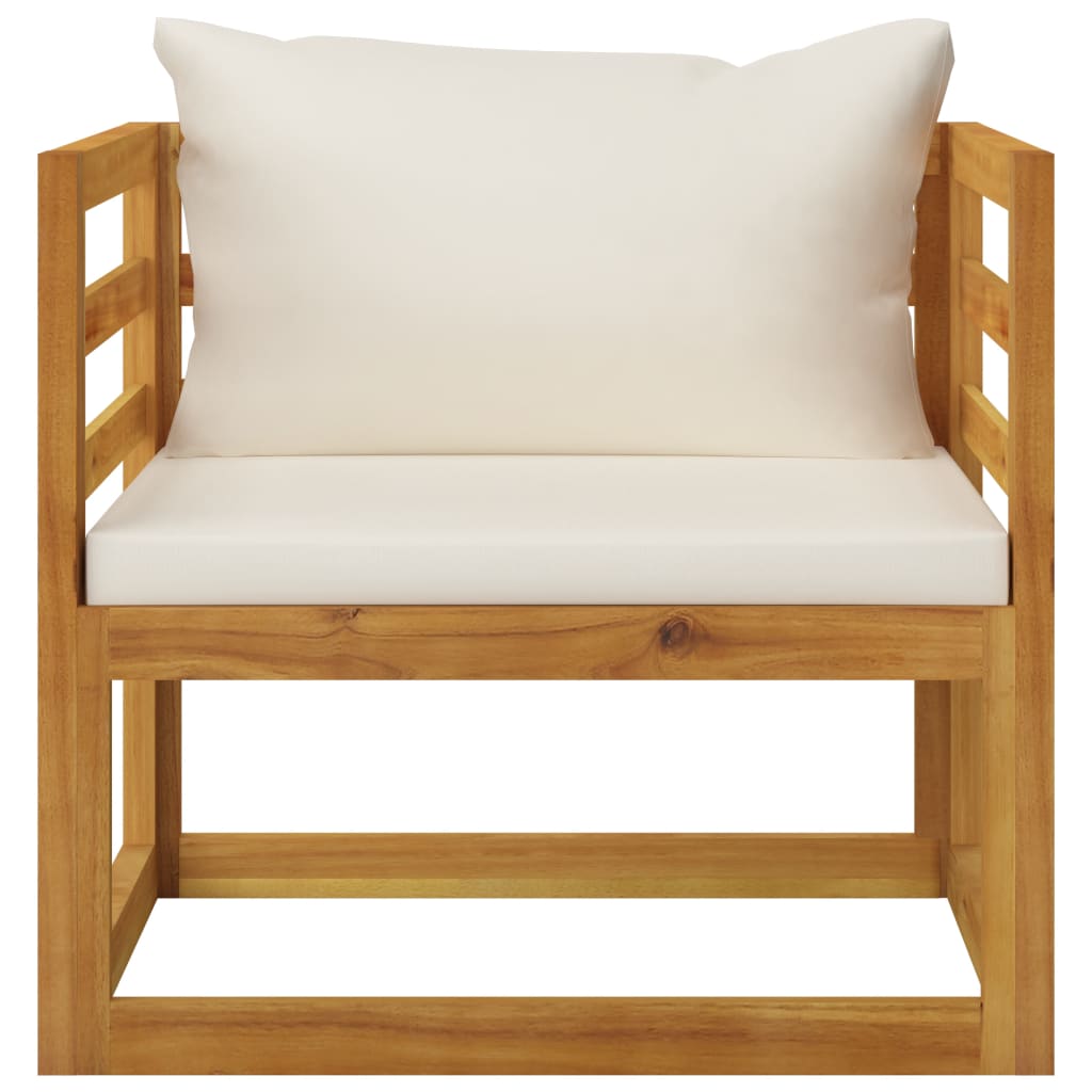 vidaXL Patio Chair with Cream Cushions Solid Acacia Wood