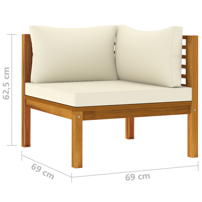 vidaXL 2 Piece Sofa Set with Cream White Cushions Solid Acacia Wood