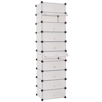 vidaXL Interlocking Shoe Organizer White/Black Cabinet Shelf 10 Compartments