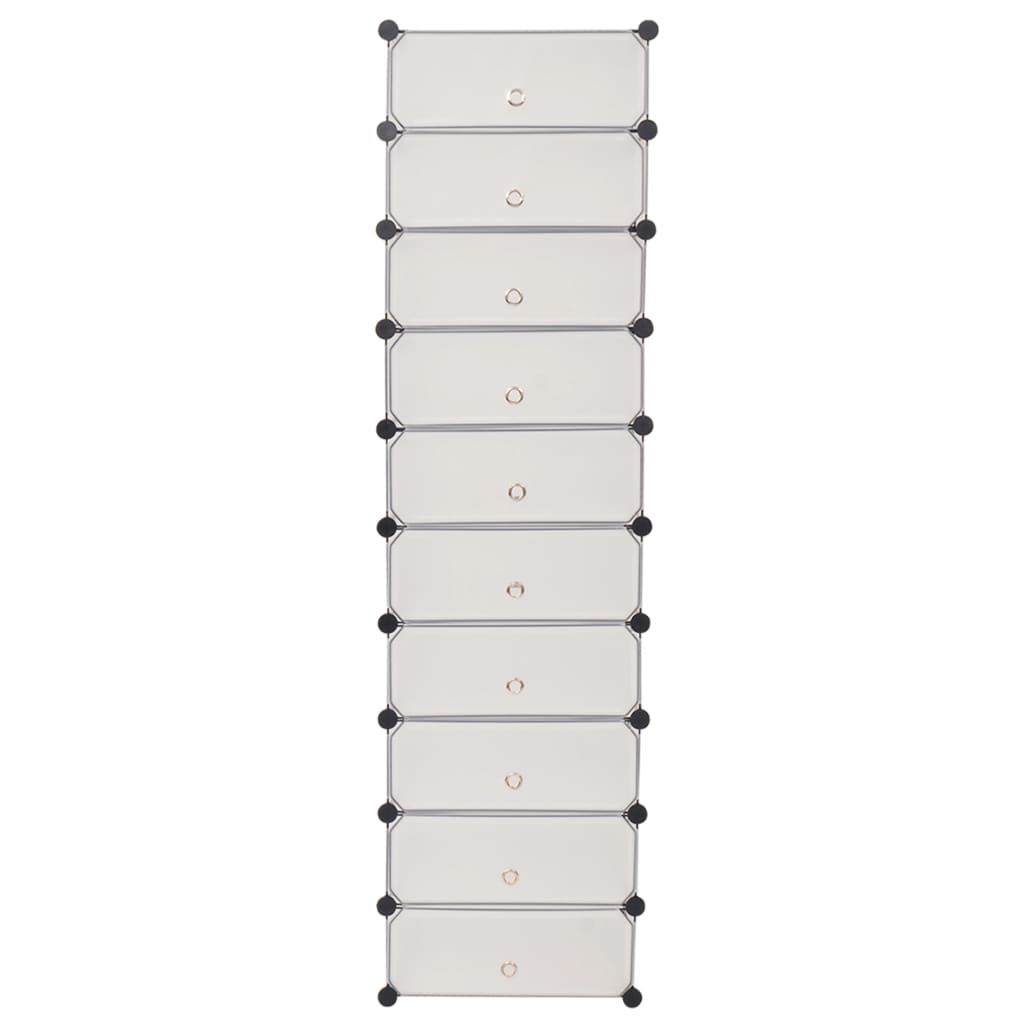 vidaXL Interlocking Shoe Organizer White/Black Cabinet Shelf 10 Compartments