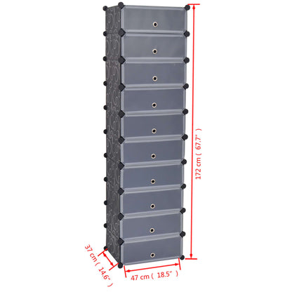 vidaXL Interlocking Shoe Organizer White/Black Cabinet Shelf 10 Compartments