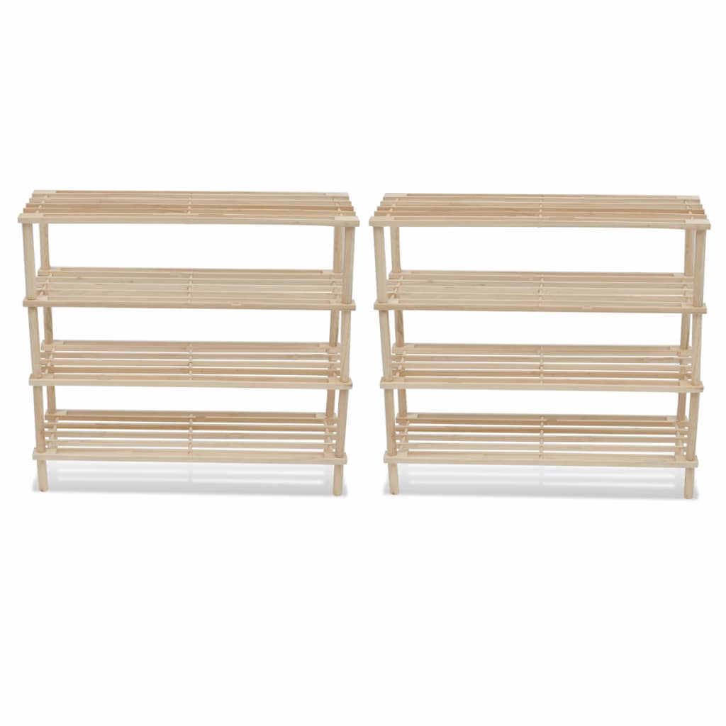 vidaXL Shoe Rack 2 Pcs Shoe Storage Organizer Shelf Holder Solid Wood Fir