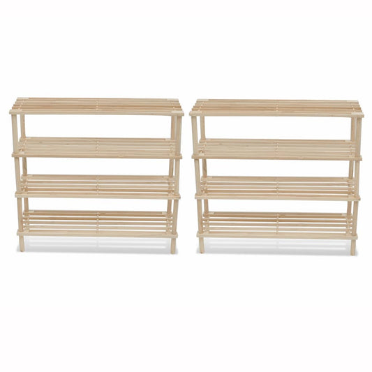 vidaXL Shoe Rack 2 Pcs Shoe Storage Organizer Shelf Holder Solid Wood Fir