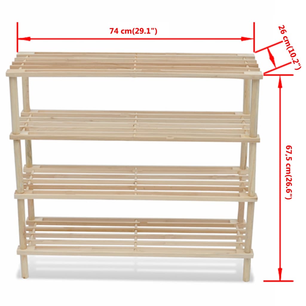 vidaXL Shoe Rack 2 Pcs Shoe Storage Organizer Shelf Holder Solid Wood Fir
