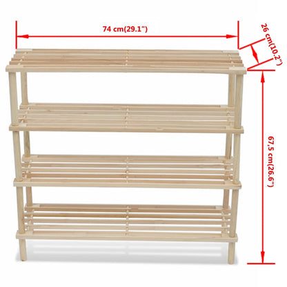 vidaXL Shoe Rack 2 Pcs Shoe Storage Organizer Shelf Holder Solid Wood Fir