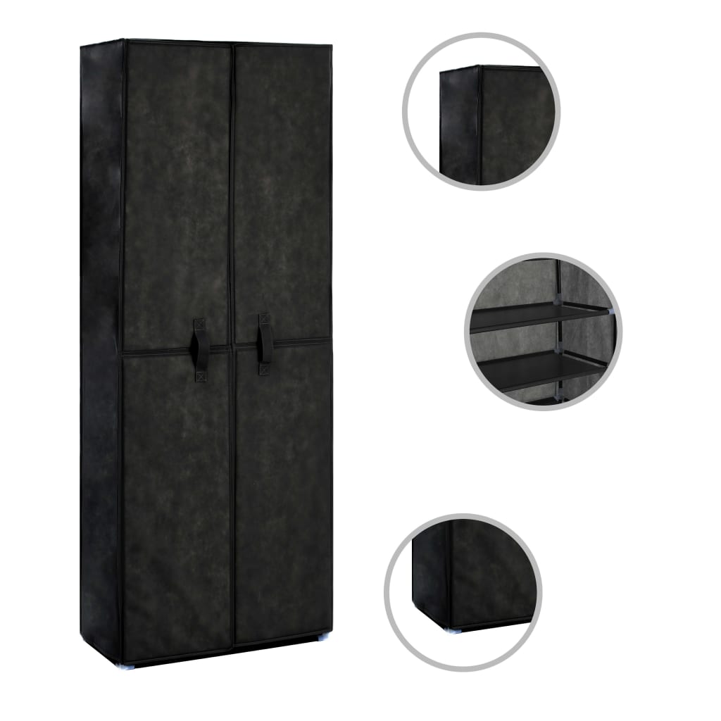 vidaXL Shoe Cabinet Black 23.6"x11.8"x65.4" Fabric