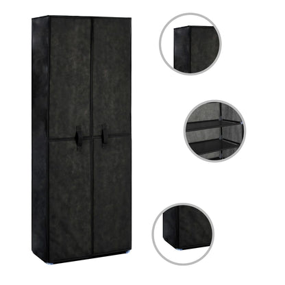 vidaXL Shoe Cabinet Black 23.6"x11.8"x65.4" Fabric