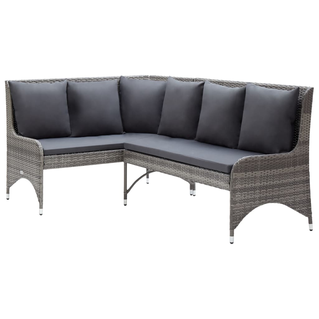 vidaXL Corner Sofa Outdoor Sectional Sofa Set with Cushions 2 Piece PE Rattan
