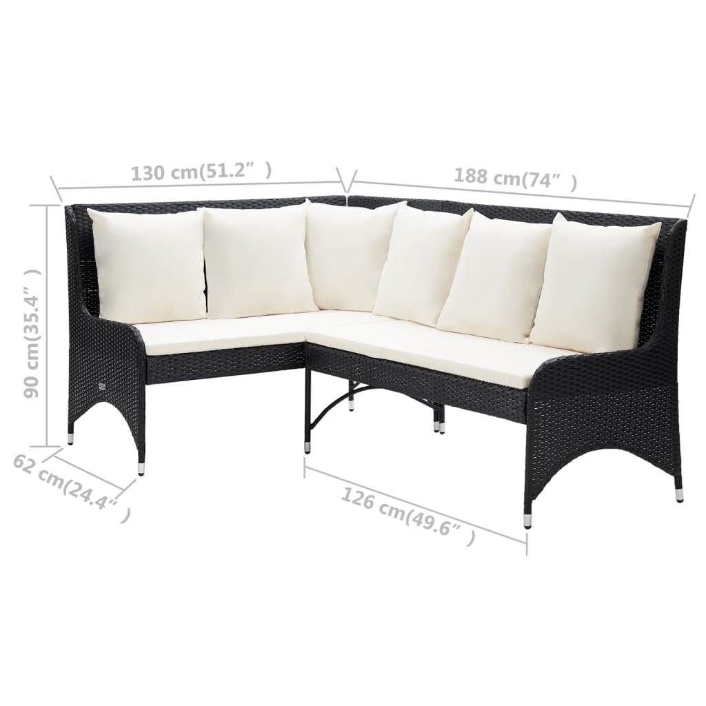 vidaXL Corner Sofa Outdoor Sectional Sofa Set with Cushions 2 Piece PE Rattan