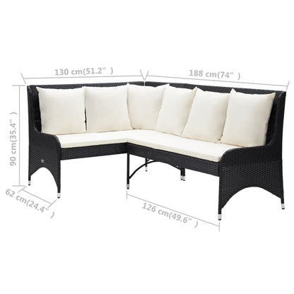 vidaXL Corner Sofa Outdoor Sectional Sofa Set with Cushions 2 Piece PE Rattan