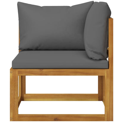 vidaXL Sectional Corner Sofa & Dark Gray Cushion Solid Acacia Wood