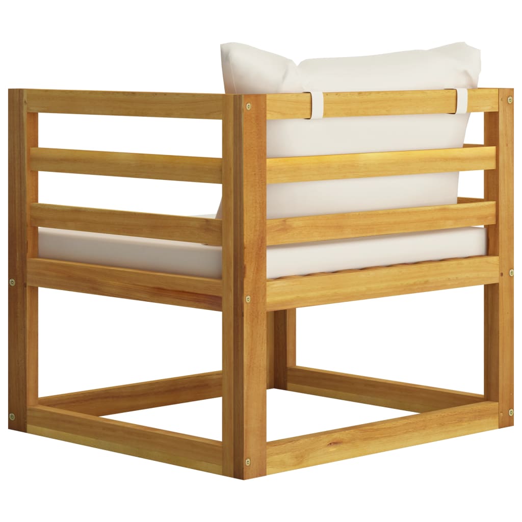 vidaXL Patio Chair with Cream Cushions Solid Acacia Wood