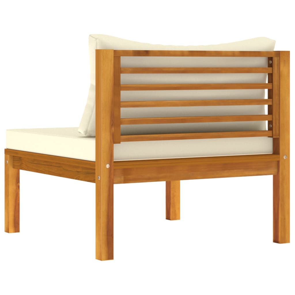 vidaXL 2 Piece Sofa Set with Cream White Cushions Solid Acacia Wood