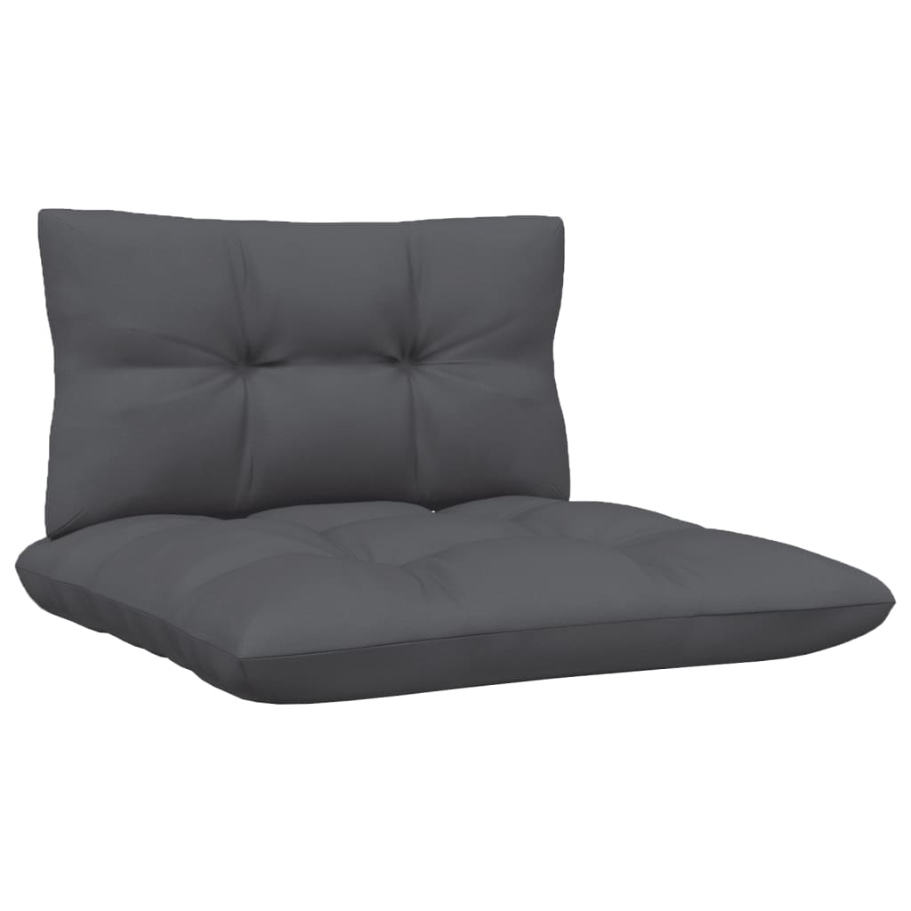 vidaXL Patio Middle Sofa with Cushions Black Solid Pinewood