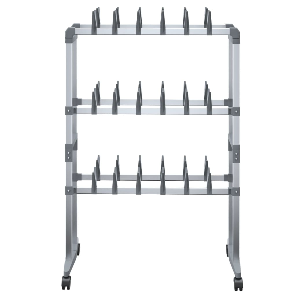 vidaXL Shoe Rack with Wheels Silver 26"x10.6"x39.4"