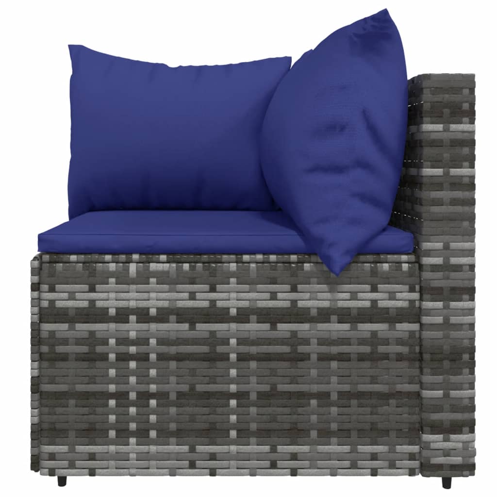 vidaXL 4 Piece Patio Lounge Set with Cushions Gray Poly Rattan