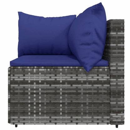vidaXL 4 Piece Patio Lounge Set with Cushions Gray Poly Rattan