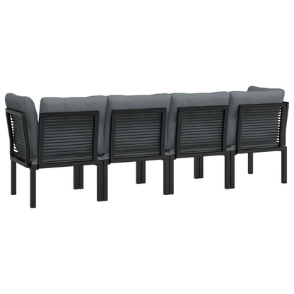 vidaXL 4 Piece Patio Lounge Set Black and Gray Poly Rattan