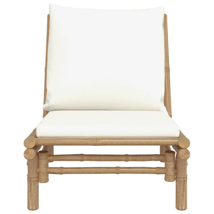 vidaXL Patio Chairs 2 pcs with Cream White Cushions Bamboo