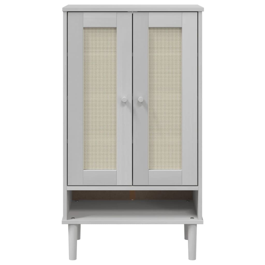 vidaXL Shoe Cabinet Accent Storage Organizer SENJA Rattan Look Solid Wood