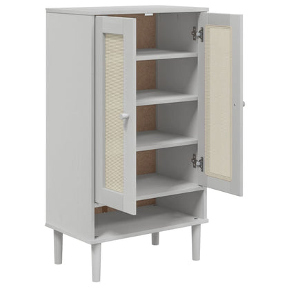 vidaXL Shoe Cabinet Accent Storage Organizer SENJA Rattan Look Solid Wood