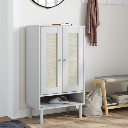 vidaXL Shoe Cabinet Accent Storage Organizer SENJA Rattan Look Solid Wood