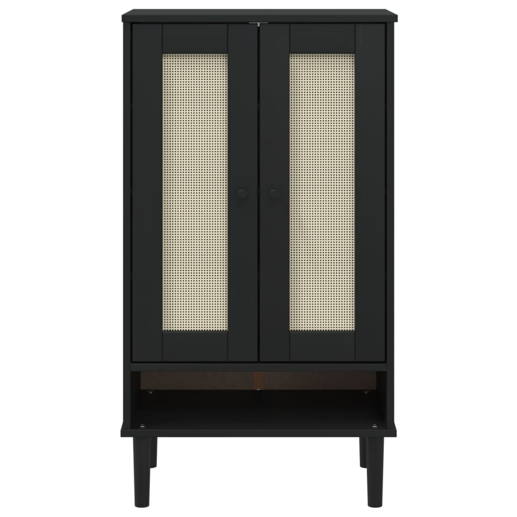 vidaXL Shoe Cabinet Accent Storage Organizer SENJA Rattan Look Solid Wood