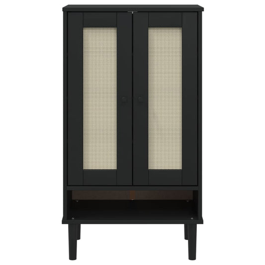 vidaXL Shoe Cabinet Accent Storage Organizer SENJA Rattan Look Solid Wood