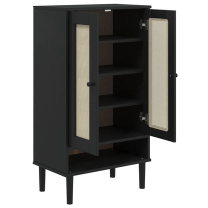vidaXL Shoe Cabinet Accent Storage Organizer SENJA Rattan Look Solid Wood