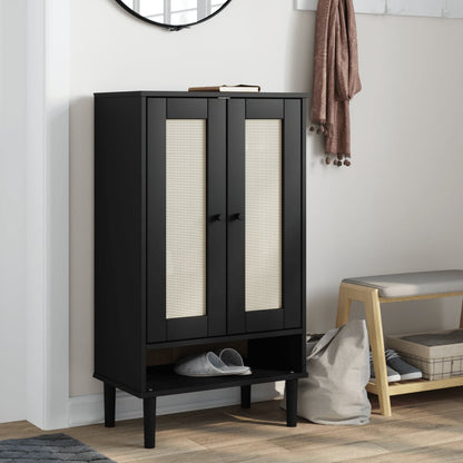 vidaXL Shoe Cabinet Accent Storage Organizer SENJA Rattan Look Solid Wood