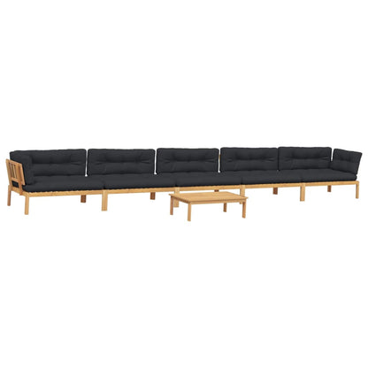 vidaXL 6 Piece Patio Pallet Sofa Set with Cushions Solid Wood Acacia
