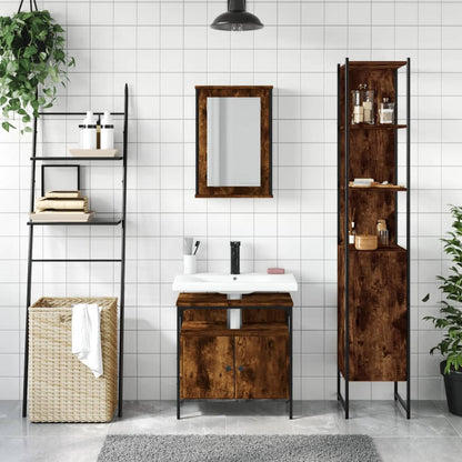 vidaXL 3 Piece Bathroom Furniture Set Black Engineered Wood