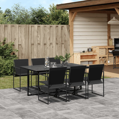vidaXL Patio Dining Set Table and Chair Garden Outdoor Furniture Black Textilene