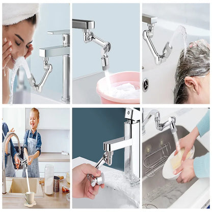 AquaTwist™ 1080° Rotating Faucet Sprayer – Universal Metal Tap Extender with Aerator Nozzle & 22/24mm Adaptor