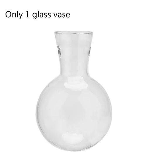 Hydroponic Plant Vases Glass Vase Vintage Bonsai Flower Pot Terrarium Tabletop Tray Wooden Frame Home Decor