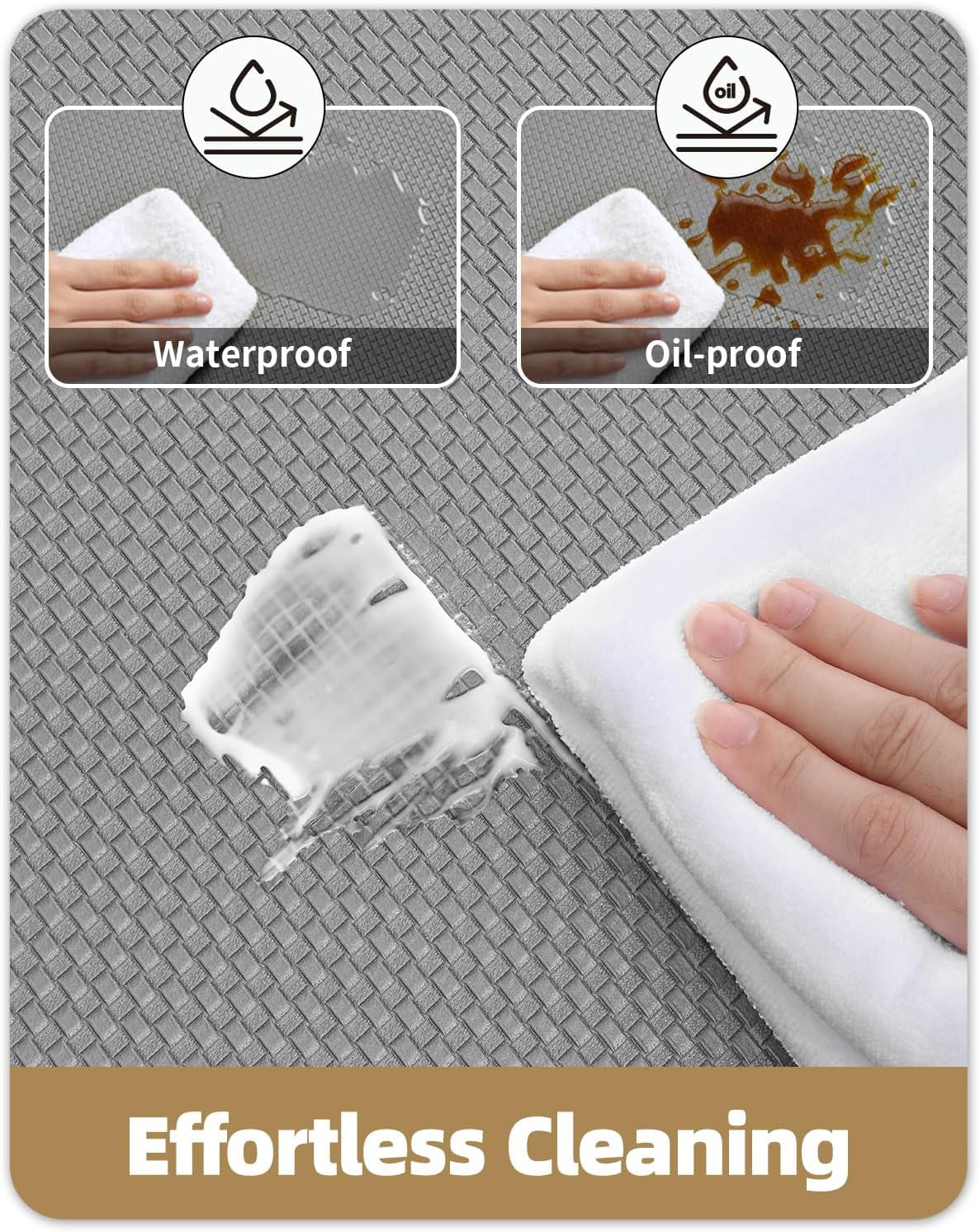 Color G Kitchen Rugs, Kitchen Rug Set 2 Piece Kitchen Runner Rug Kitchen Floor Mat, Cushioned anti Fatigue Kitchen Mat Non Skid Waterproof Comfort Standing Kitchen Rug, 17"X29"+17"X59", Grey