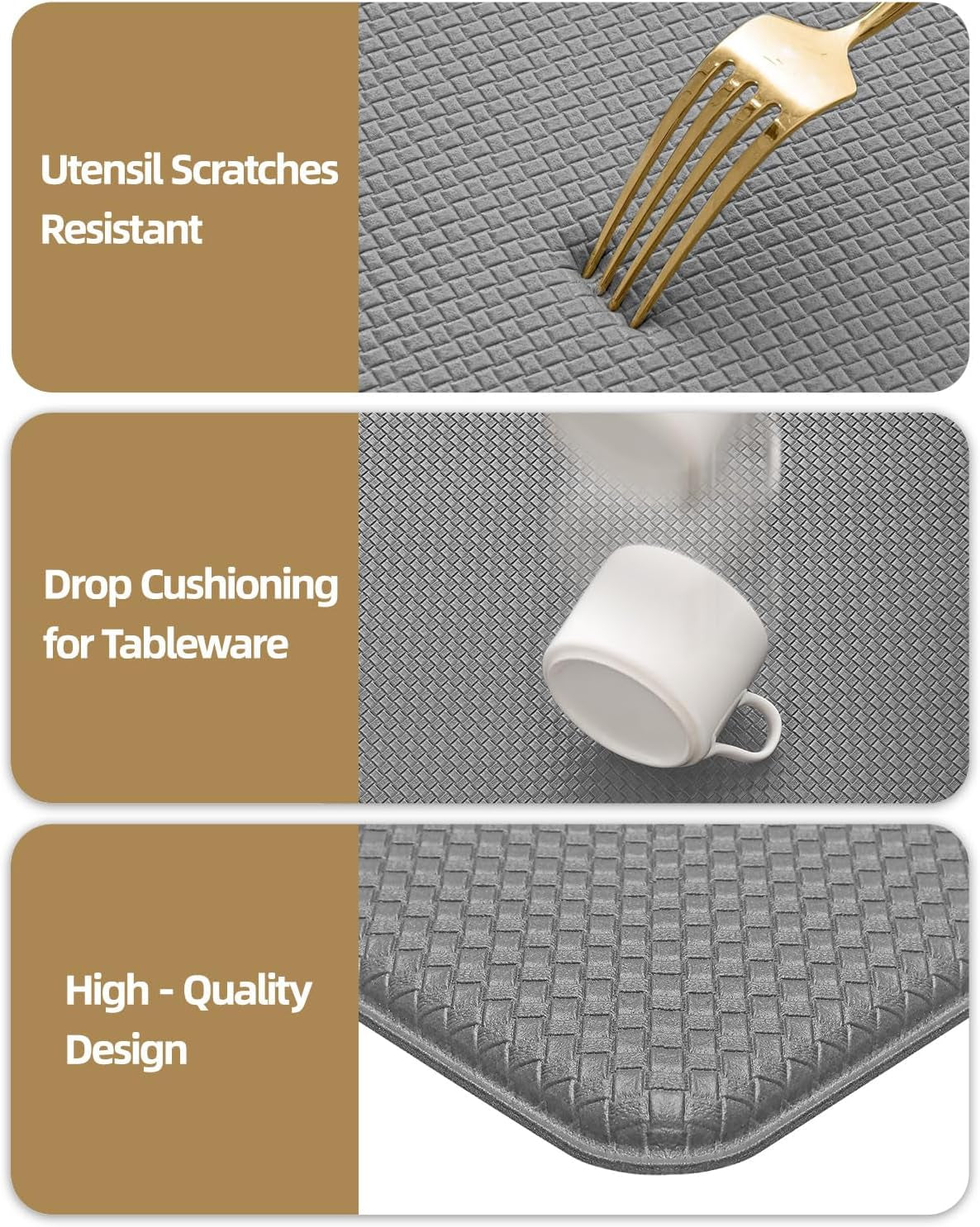 Color G Kitchen Rugs, Kitchen Rug Set 2 Piece Kitchen Runner Rug Kitchen Floor Mat, Cushioned anti Fatigue Kitchen Mat Non Skid Waterproof Comfort Standing Kitchen Rug, 17"X29"+17"X59", Grey
