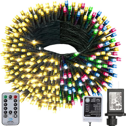 Haili 108FT Color Changing Christmas Lights, 300 LED Christmas Lights Outdoor, UL Certified 9 Lighting Modes for House Christmas Decoration, Christmas Tree Lights with Timer Remote