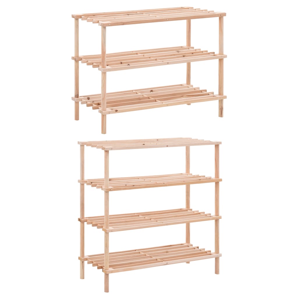 vidaXL Shoe Rack 2 Pcs Shoe Storage Organizer Shelf Holder Solid Wood Fir