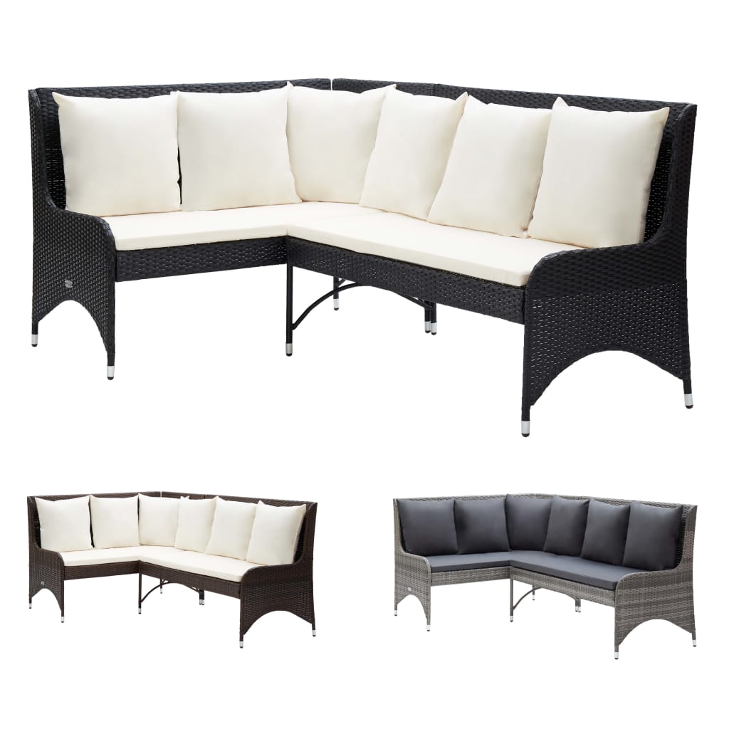 vidaXL Corner Sofa Outdoor Sectional Sofa Set with Cushions 2 Piece PE Rattan