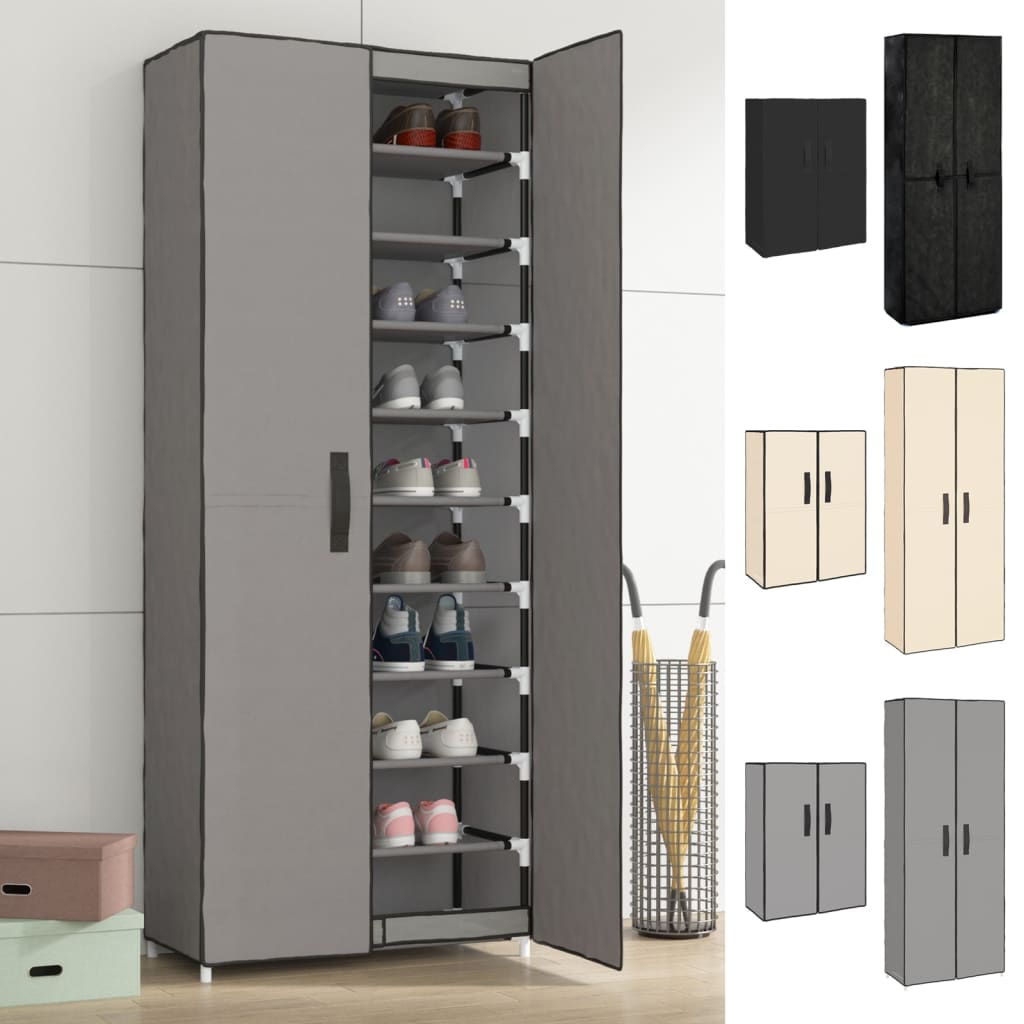 vidaXL Shoe Cabinet Black 23.6"x11.8"x65.4" Fabric